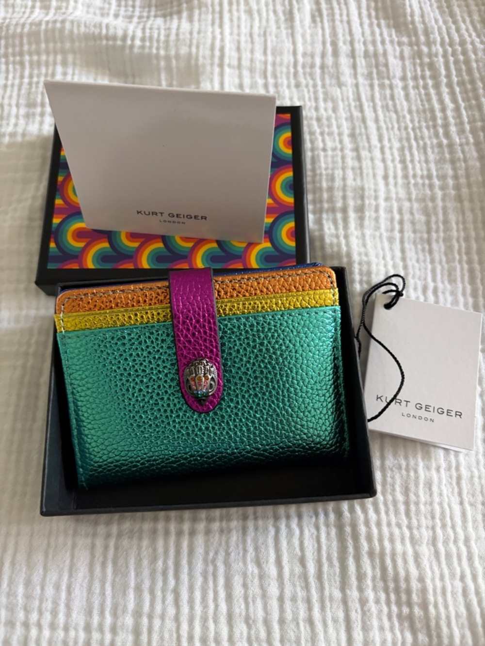 Kurt Geiger Metallic Rainbow Card Holder - Picture 2 of 8